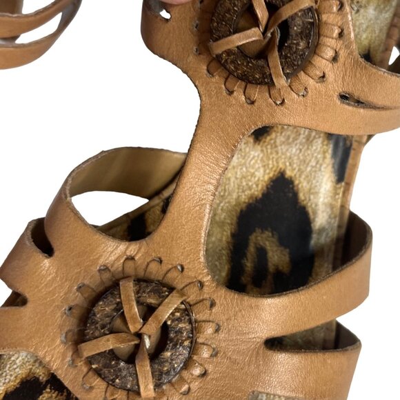 Carlos By Carlos Santana Sandals Leather Cork Heels Strappy Womens 9.5 M - Picture 6 of 9